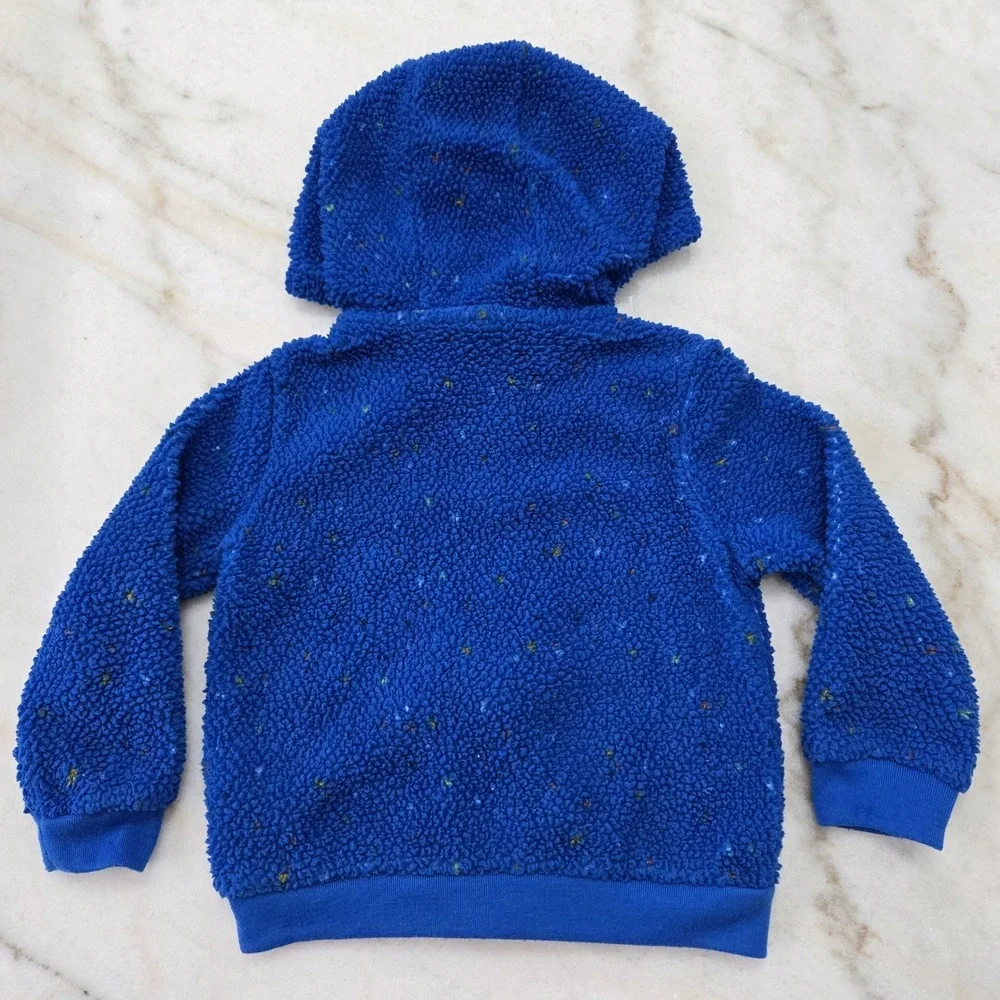 Carter's 24M Cookie‎ Monster Blue Sherpa Fleece Hooded Jacket Flecked Full Zip